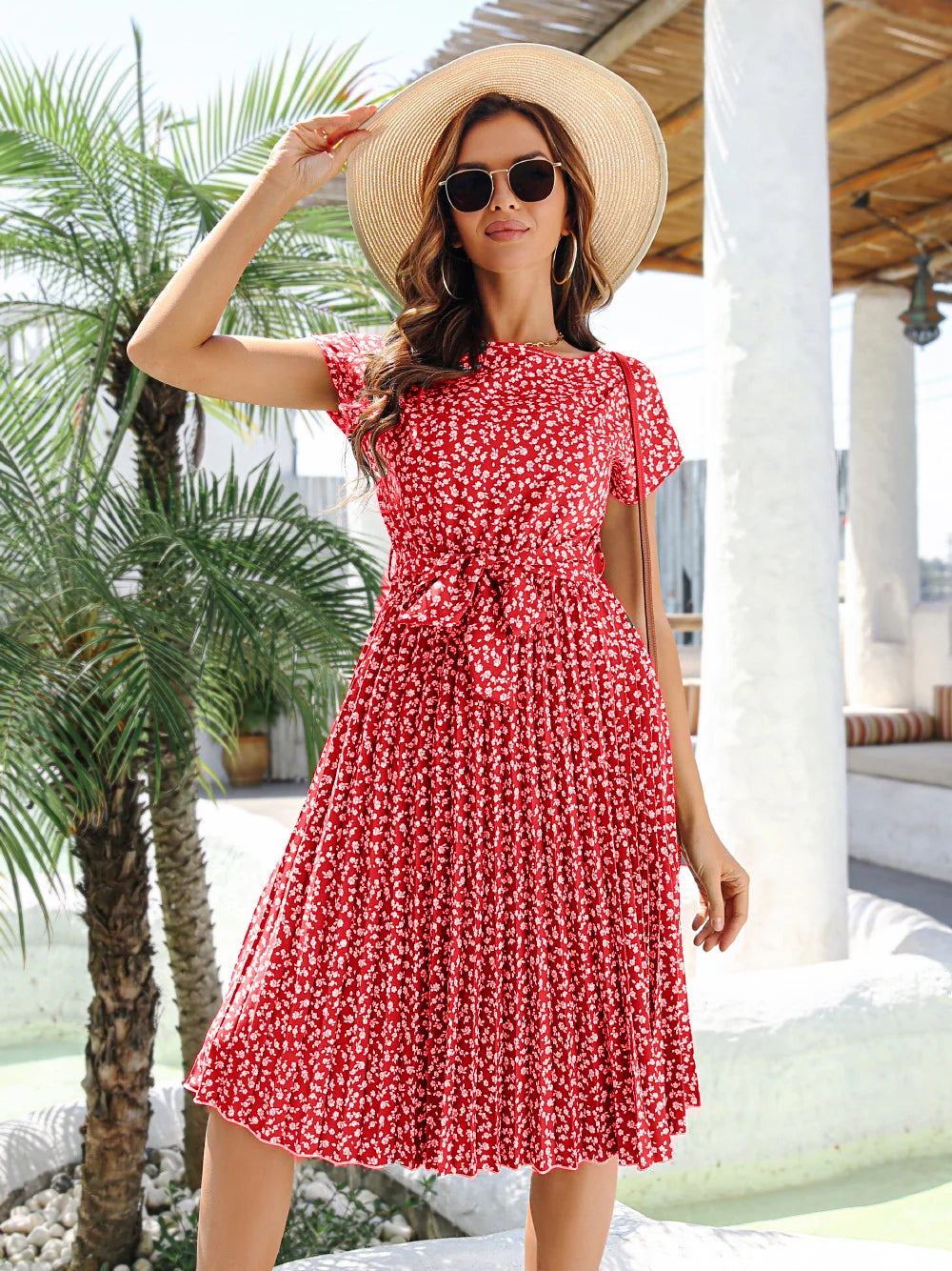 Vestido de Chiffon Estampado para Mulheres Verão 2025