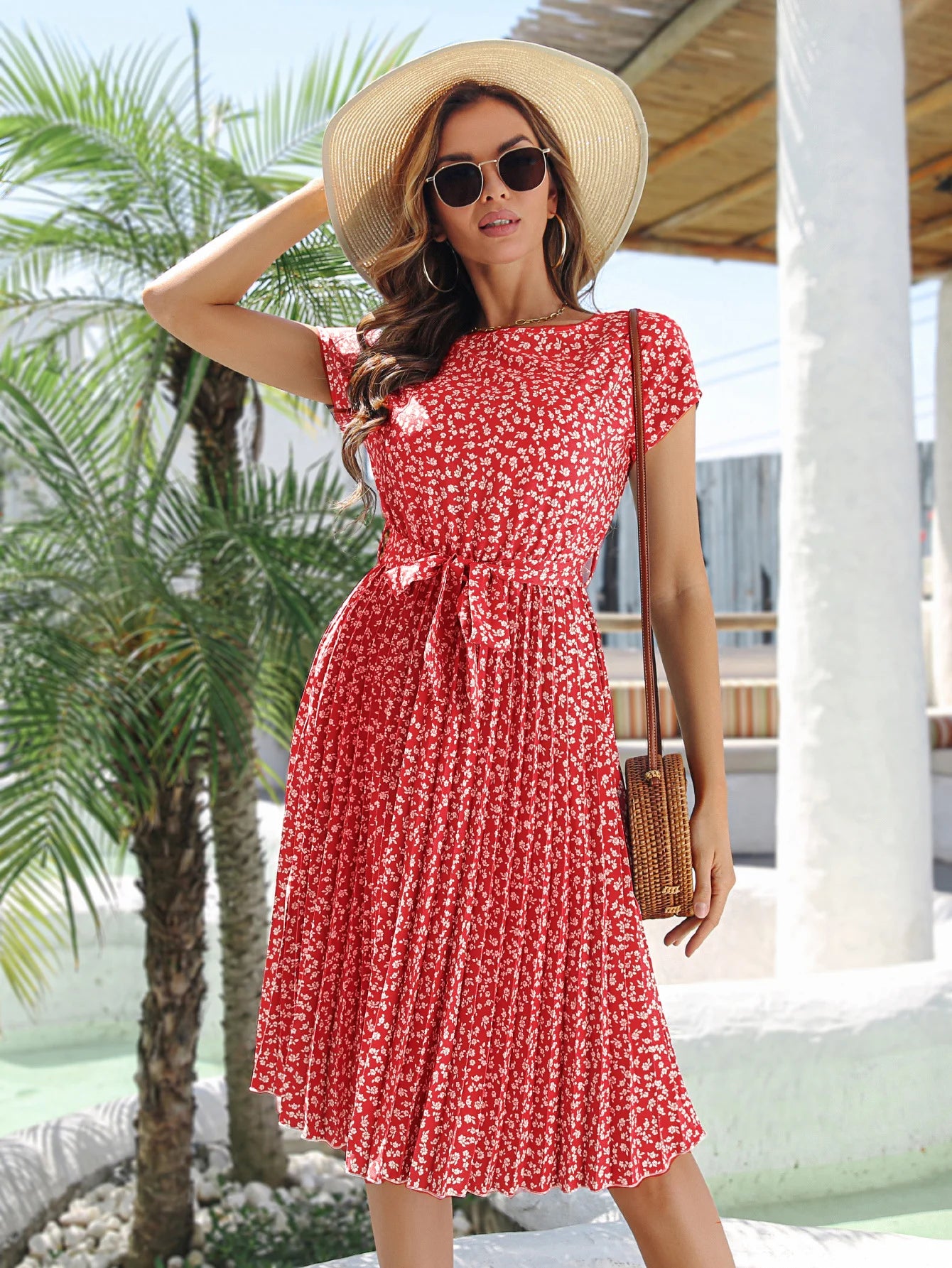 Vestido de Chiffon Estampado para Mulheres   Verão 2025