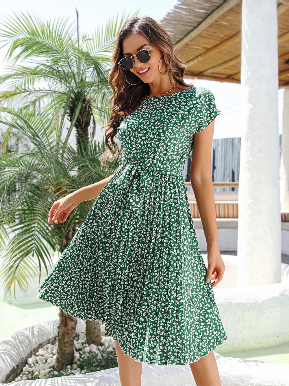 Vestido de Chiffon Estampado para Mulheres   Verão 2025