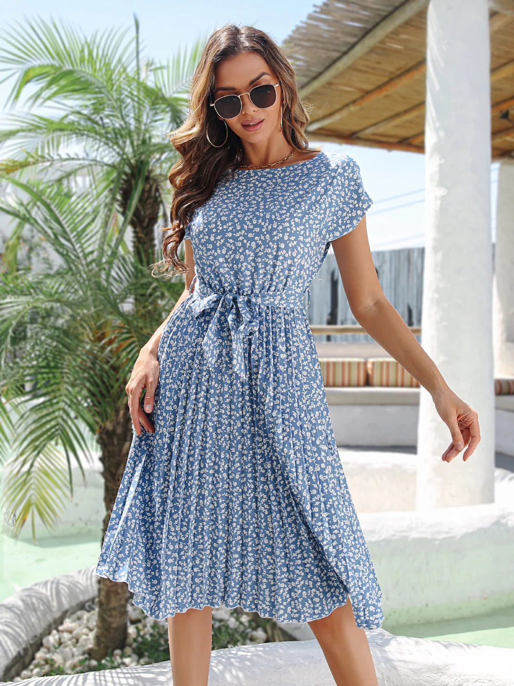 Vestido de Chiffon Estampado para Mulheres   Verão 2025