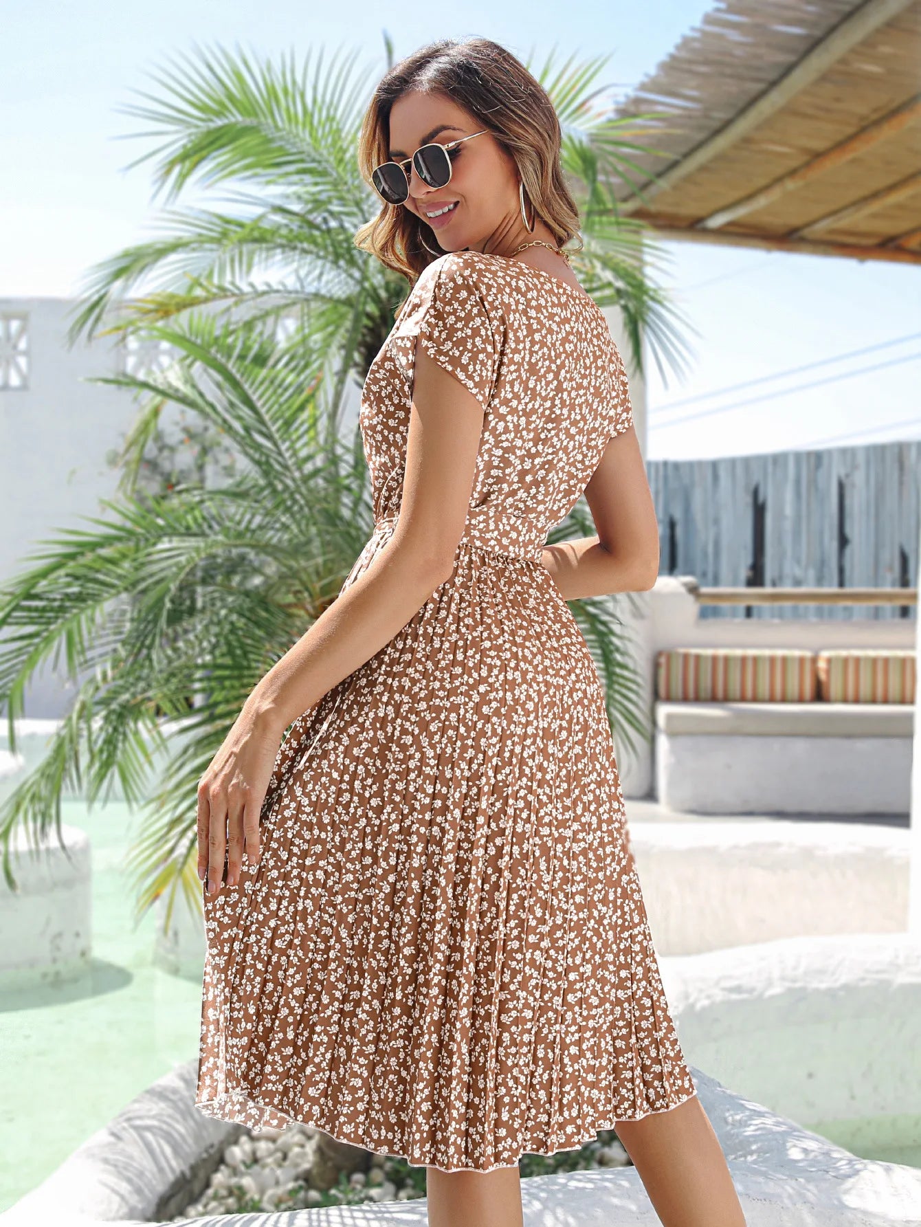 Vestido de Chiffon Estampado para Mulheres   Verão 2025