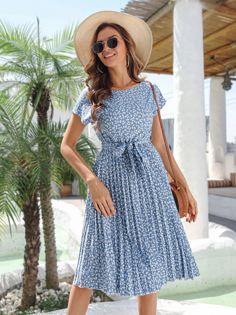Vestido de Chiffon Estampado para Mulheres   Verão 2025