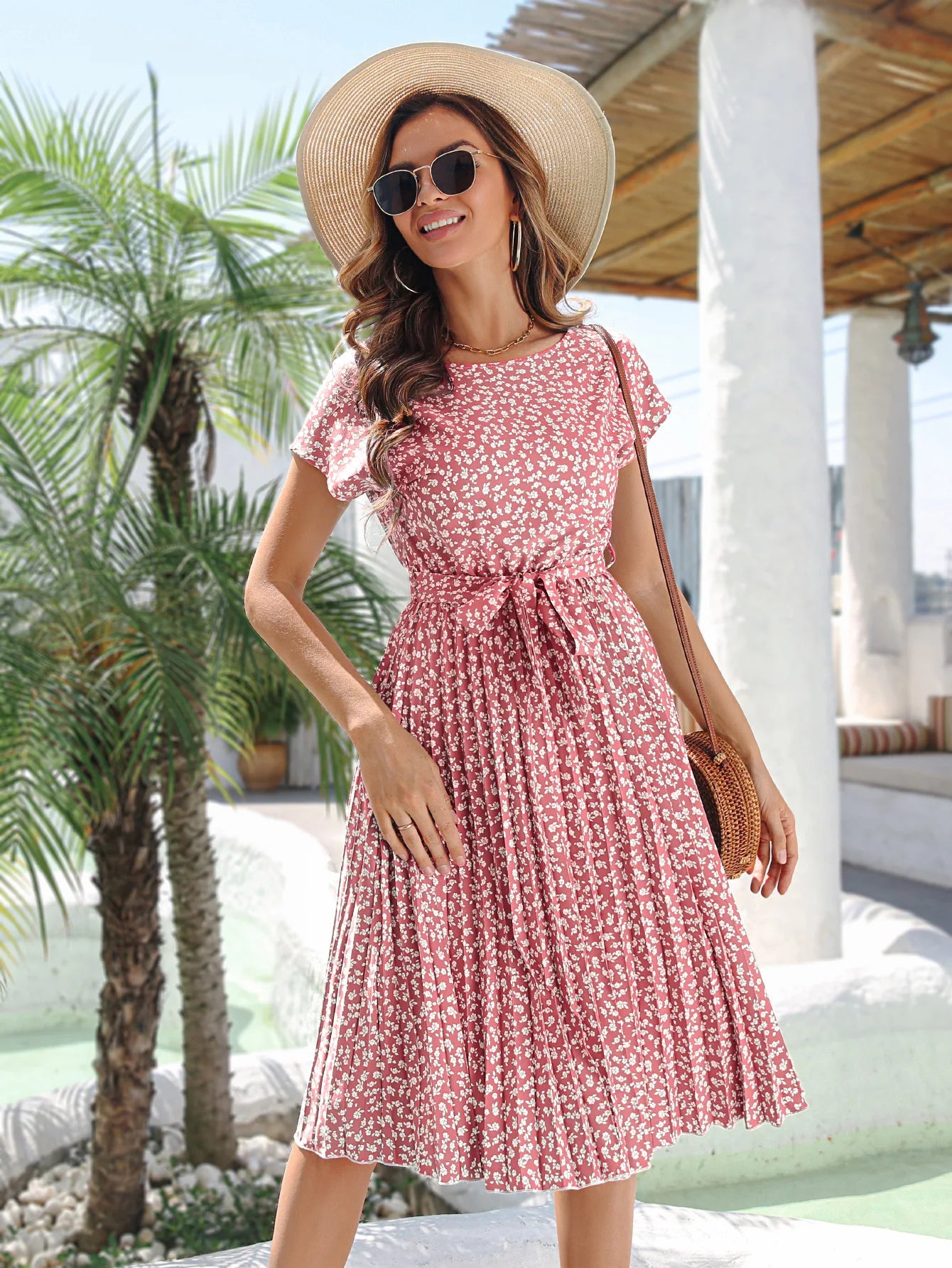 Vestido de Chiffon Estampado para Mulheres   Verão 2025